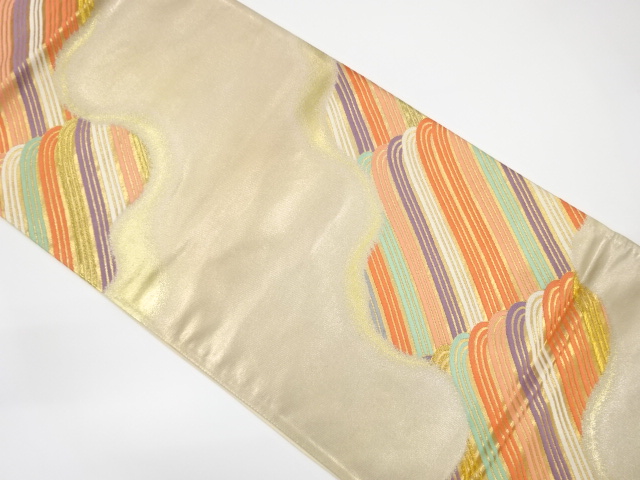 未使用品　波模様織出し袋帯